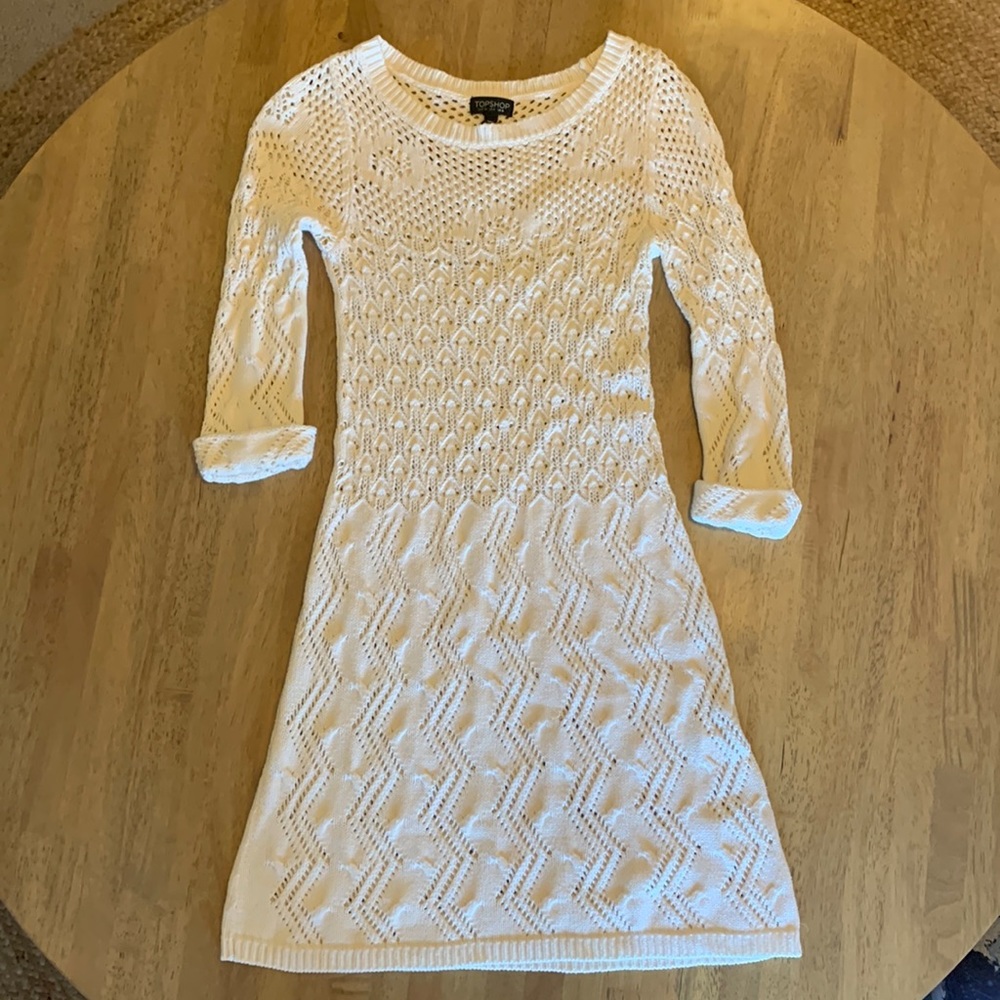 Top Shop Crochet Dress Fit And Flare
